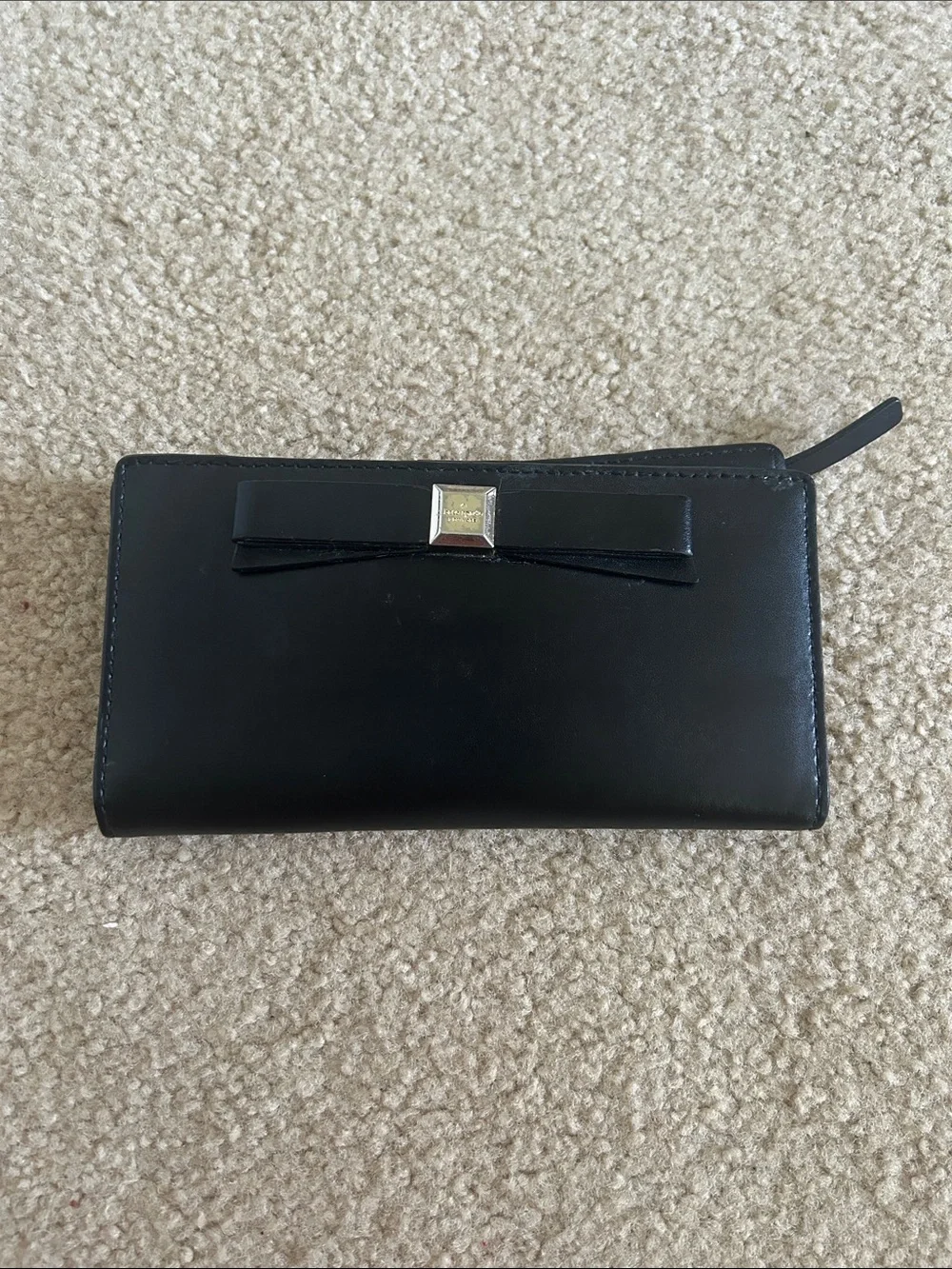 kate spade Black Bow Fold Wallet with Gold Accent
